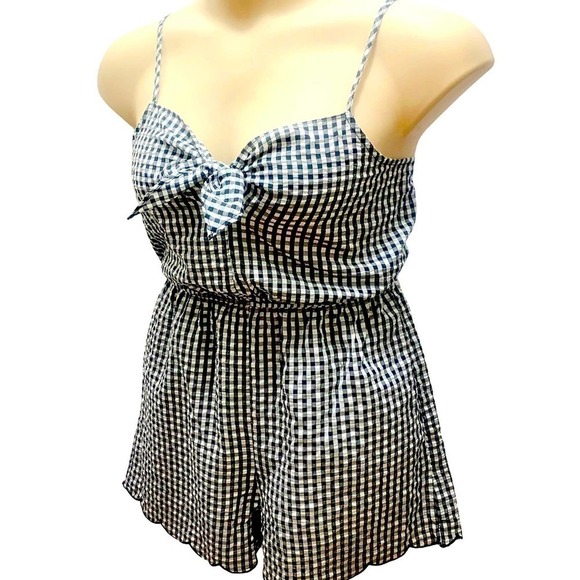 Evolutionary NWT Black White Gingham Printed Co-Ord Romper, Med - Picture 13 of 13